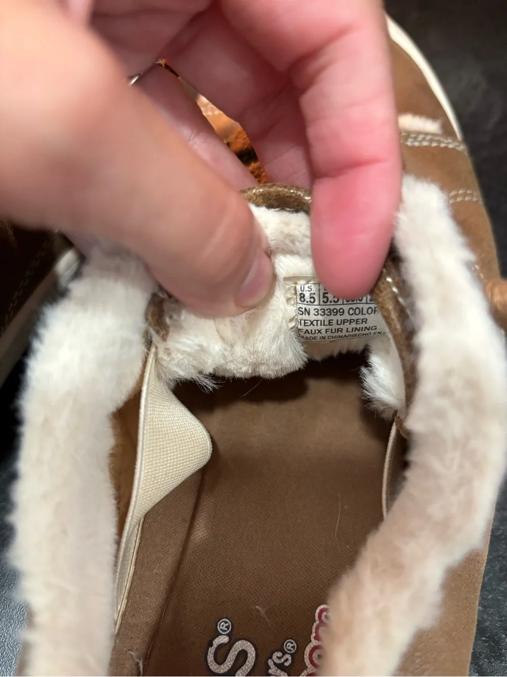 Skechers bobs Brown Faux-Fur Lined Casual Sneakers